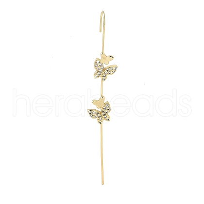 Butterfly Brass Crystal Rhinestone Ear Wrap Crawler Hook Earrings for Women EJEW-C097-03G-01-1