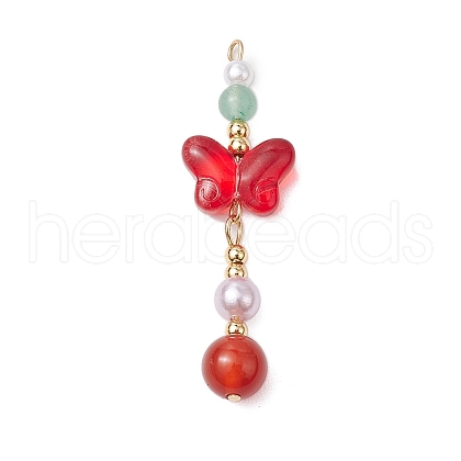 Natural Carnelian and Glass Pendants PALLOY-JF03192-08-1
