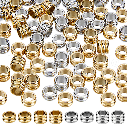DICOSMETIC 60Pcs 4 Style 304 Stainless Steel European Beads STAS-DC0015-22-1