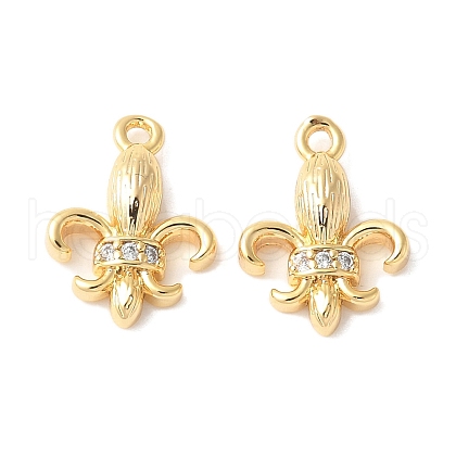 Brass Micro Pave Clear Cubic Zirconia Pendants KK-U064-10G-1