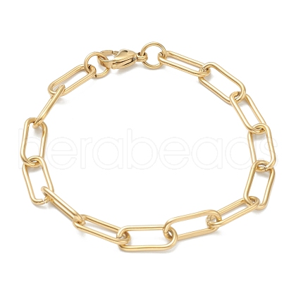 304 Stainless Steel Paperclip Chains Bracelets BJEW-I293-09G-1