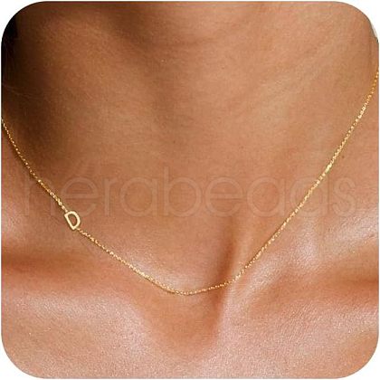 Brass Initial Link Chain Necklaces for Women FS-WG848C9-04-1