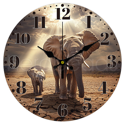 MDF Printed Wall Clock HJEW-WH0058-031-1