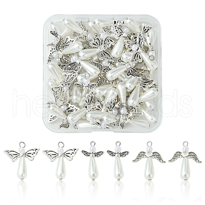 50Pcs 3 Style Angel Plastic Imitation Pearl Pendants PALLOY-FS00026-1