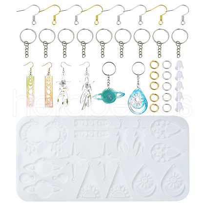 DIY Mixed Shapes Charm Pendant Silicone Molds for DIY Earring Keychain Making DIY-YW0009-44-1