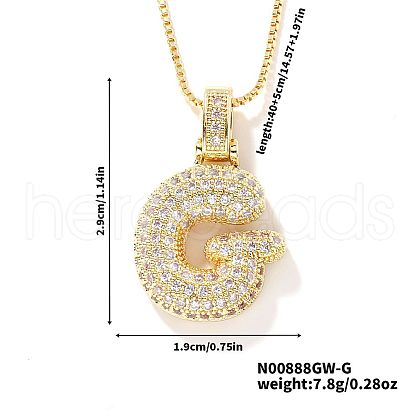 Elegant Brass Micro Pave Clear Cubic Zirconia 3D Initial Necklaces DV4415-6-1