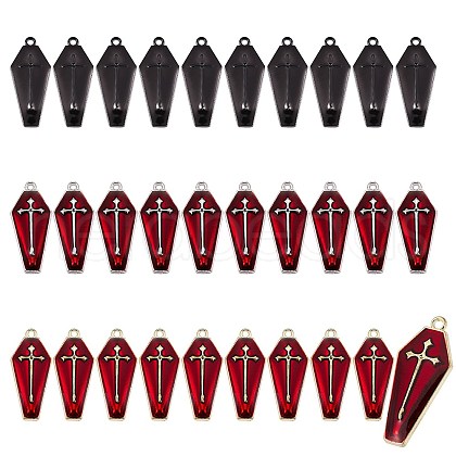 30Pcs 3 Colors Halloween Theme Alloy Enamel Pendants ENAM-SZ0002-71-1