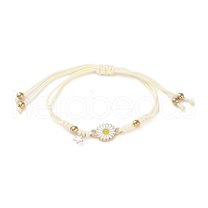 Sunflower Alloy Enamel Charms Braided Bracelets BJEW-A016-01B-1