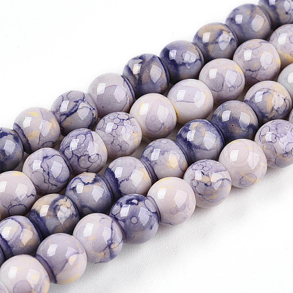Baking Painted Glass Beads Strands DGLA-N003-6mm-C08-1