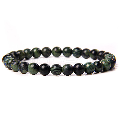Synthetic Green Quartz Round Beaded Stretch Bracelet SF8562-8-1-1