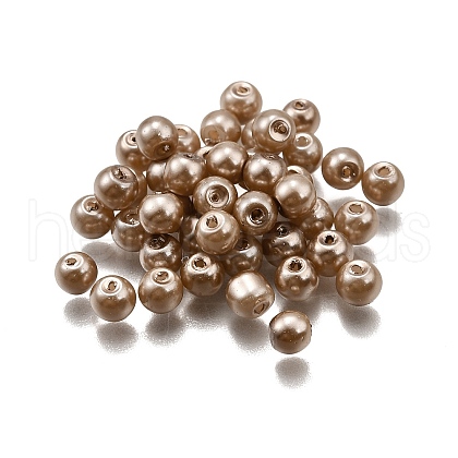Baking Painted Pearlized Glass Pearl Round Beads HY-XCP0001-25B-1