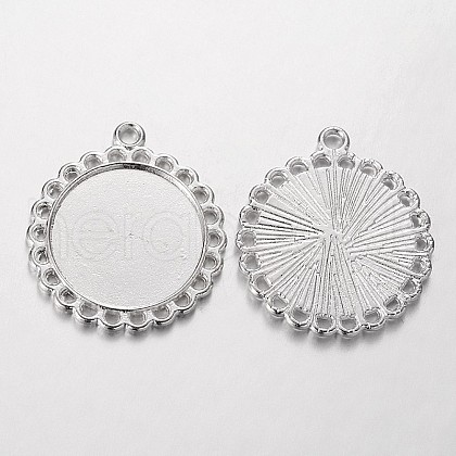 Tibetan Style Pendant Cabochon Settings TIBE-21668-S-NR-1