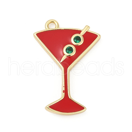 Brass Micro Pave Cubic Zirconia with Enamel Pendants KK-G526-19G-02-1