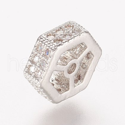 Brass Micro Pave Cubic Zirconia Beads ZIRC-K063-32P-1