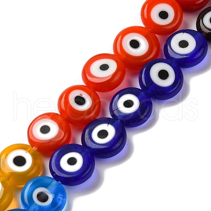 Chakra Theme Handmade Evil Eye Lampwork Beads Strands LAMP-G164-07C-1