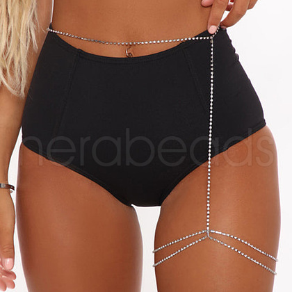 Alloy Crystal Rhinestone Claw Leg Chain Bikini Waist Chain for Women WG14231-03-1