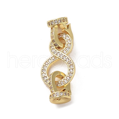 Rack Plating Brass Micro Pave Cubic Zirconia Fold Over Clasps ZIRC-P117-02C-G-1