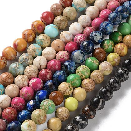 Dyed Natural Regalite/Imperial Jasper/Sea Sediment Jasper Beads Strands G-B124-C01-1