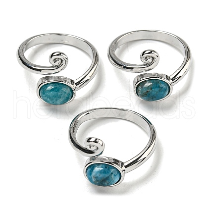 Natural Apatite Adjustable Rings RJEW-K269-08P-07-1