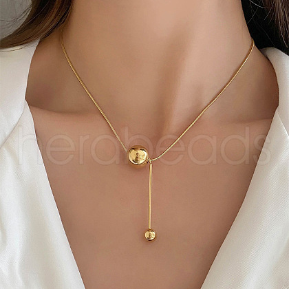 Ball Stainless Steel Pendant Necklaces BA8340-1-1