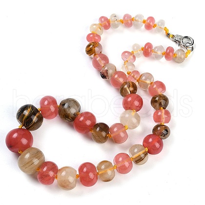 Tigerskin Glass Rondelle Graduated Beaded Necklaces for Women Men NJEW-K388-02P-1