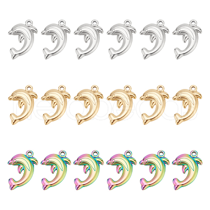 DICOSMETIC 18Pcs 3 Colors 304 Stainless Steel Pendant STAS-DC0012-40-1