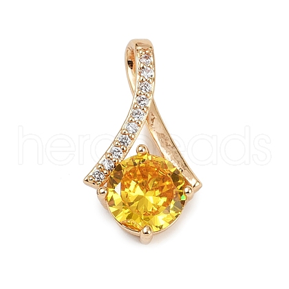 Brass Micro Pave Cubic Zirconia Pendants X-KK-E795-22KCG-01-1
