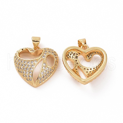 Brass Micro Pave Clear Cubic Zirconia Pendants ZIRC-F135-10G-1