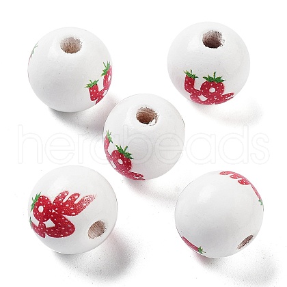 Fruit Theme Wood European Beads WOOD-M011-01B-1