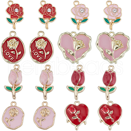 SUNNYCLUE 32Pcs 8 Style Rack Plating Alloy Enamel Pendants ENAM-SC0004-63-1