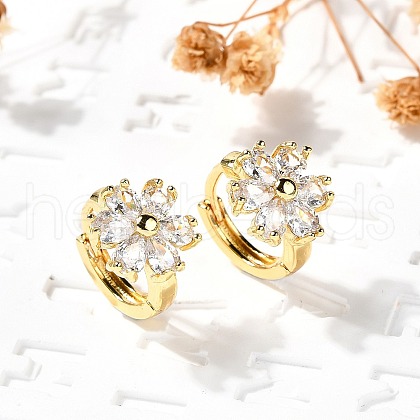 Flower Brass Hoop Earrings EJEW-S256-01C-G-1