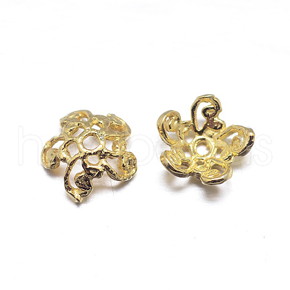 Real 18K Gold Plated 5-Petal Sterling Silver Bead Caps STER-M100-17A-1