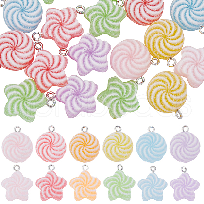 SUNNYCLUE 40Pcs 2 Styles Opaque Resin Pendants RESI-SC0003-32-1
