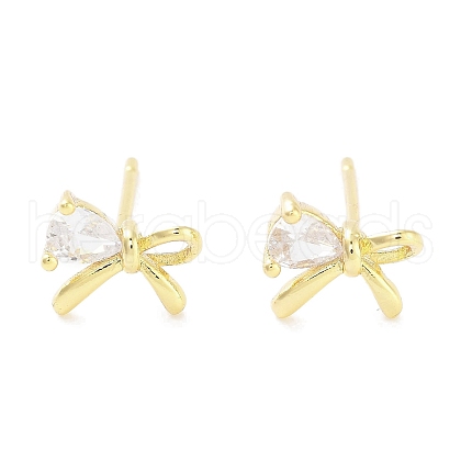 Brass Cubic Zirconia Stud Earrings for Women EJEW-S217-B03-1