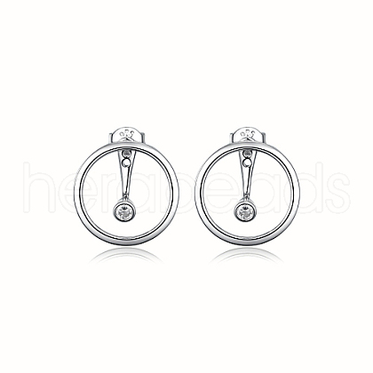 Anti-Tarnish Ring Rhodium Plated 925 Sterling Silver Stud Earrings PB1316-7-1