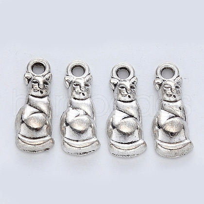 Tibetan Style Alloy Kitten Pendants TIBE-R316-037AS-RS-1