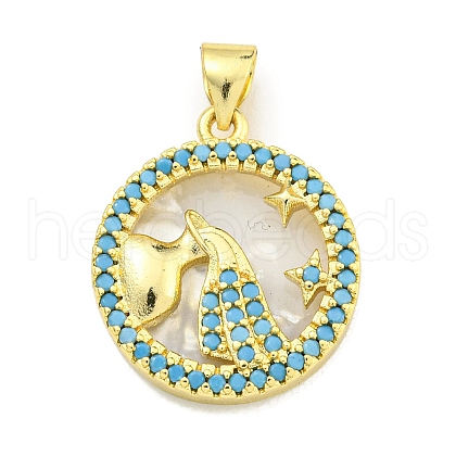 Brass Micro Pave Clear Cubic Zirconia Pendants KK-K354-04G-04-1
