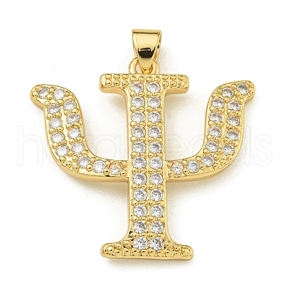 Rack Plating Brass Micro Pave Clear Cubic Zirconia Pendants KK-Z067-01G-02-1