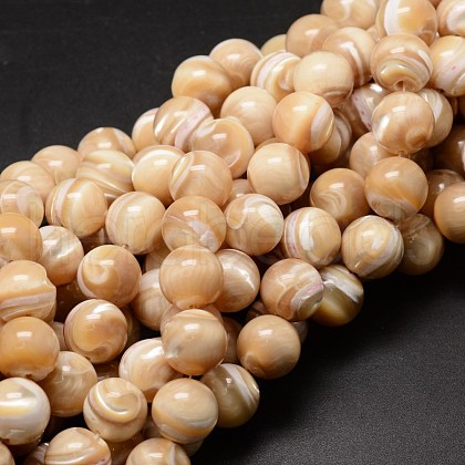 Natural Sea Shell Beads Strands SSHEL-K013-12mm-B-1