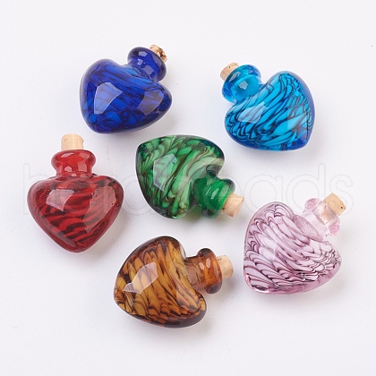 Handmade Lampwork Perfume Bottle Pendants LAMP-P044-F-1