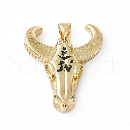 Brass Black Enamel Pendants KK-I692-07G-1
