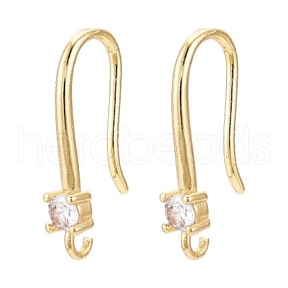 Brass Micro Pave Clear Cubic Zirconia Earring Hooks ZIRC-R112-06G-1