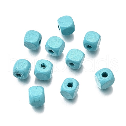 Spray Painted Wooden Beads WOOD-P021-01B-26-1