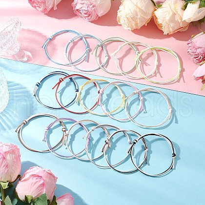 16Pcs Two Tone Waxed Polyester Cord Bracelets for Men Women BJEW-JB11791-1