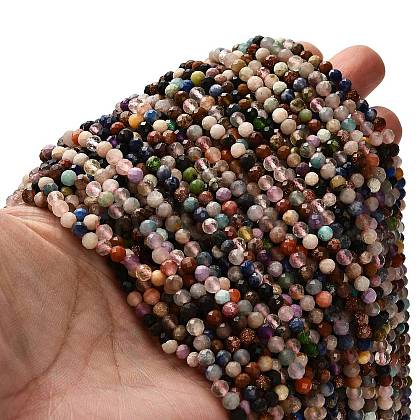 Natural Mixed Gemstone Beads Strands G-RM2025-A16-4mm-1