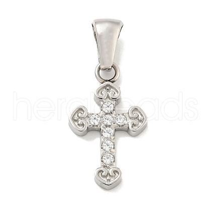 304 Stainless Steel Cubic Zirconia Pendants STAS-C102-04G-P-1