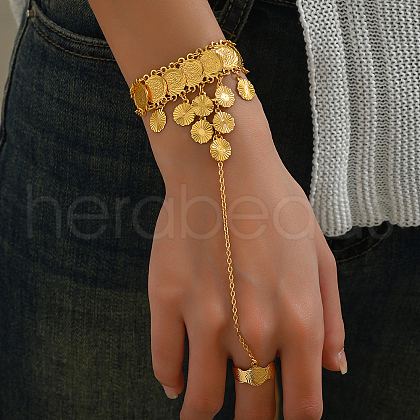 Brass Flower Charm Bracelet with Coin Chains KT5294-1