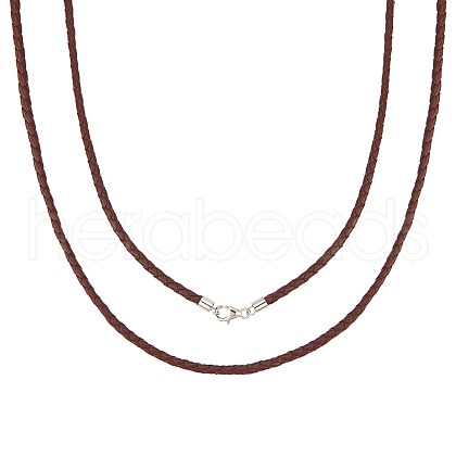 Beebeecraft 2Pcs Braided Round Leather Cord Necklace Making NJEW-BBC0001-19A-02-1