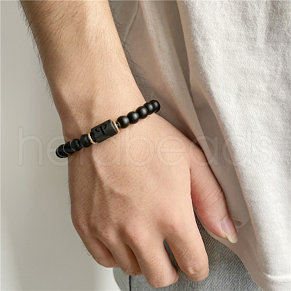 12 Constellations Theme Frosted Black Stone Round Beaded Stretch Bracelets for Women Men WG3EE4F-04-1