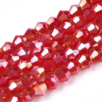 Opaque Solid Color Electroplate Glass Beads Strands EGLA-A039-P2mm-B02-1